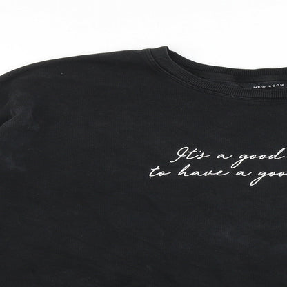 New Look Womens Black Cotton Pullover Sweatshirt Size L Pullover - It's a good day to have a good day