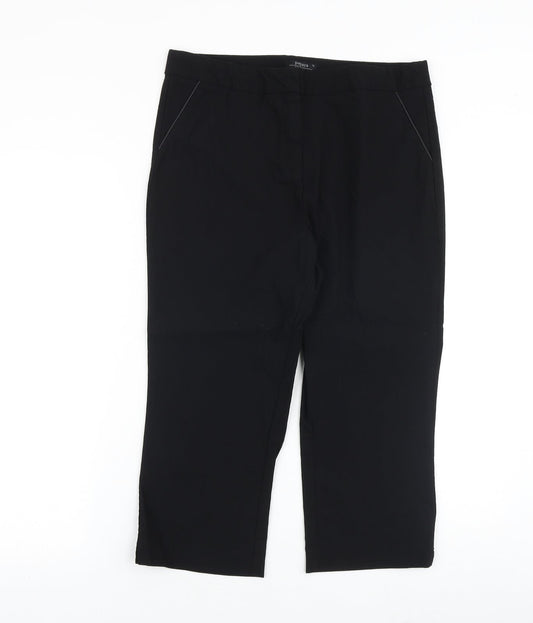 Papaya Womens Black Polyester Trousers Size 14 Regular Zip