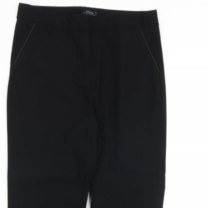 Papaya Womens Black Polyester Trousers Size 14 Regular Zip
