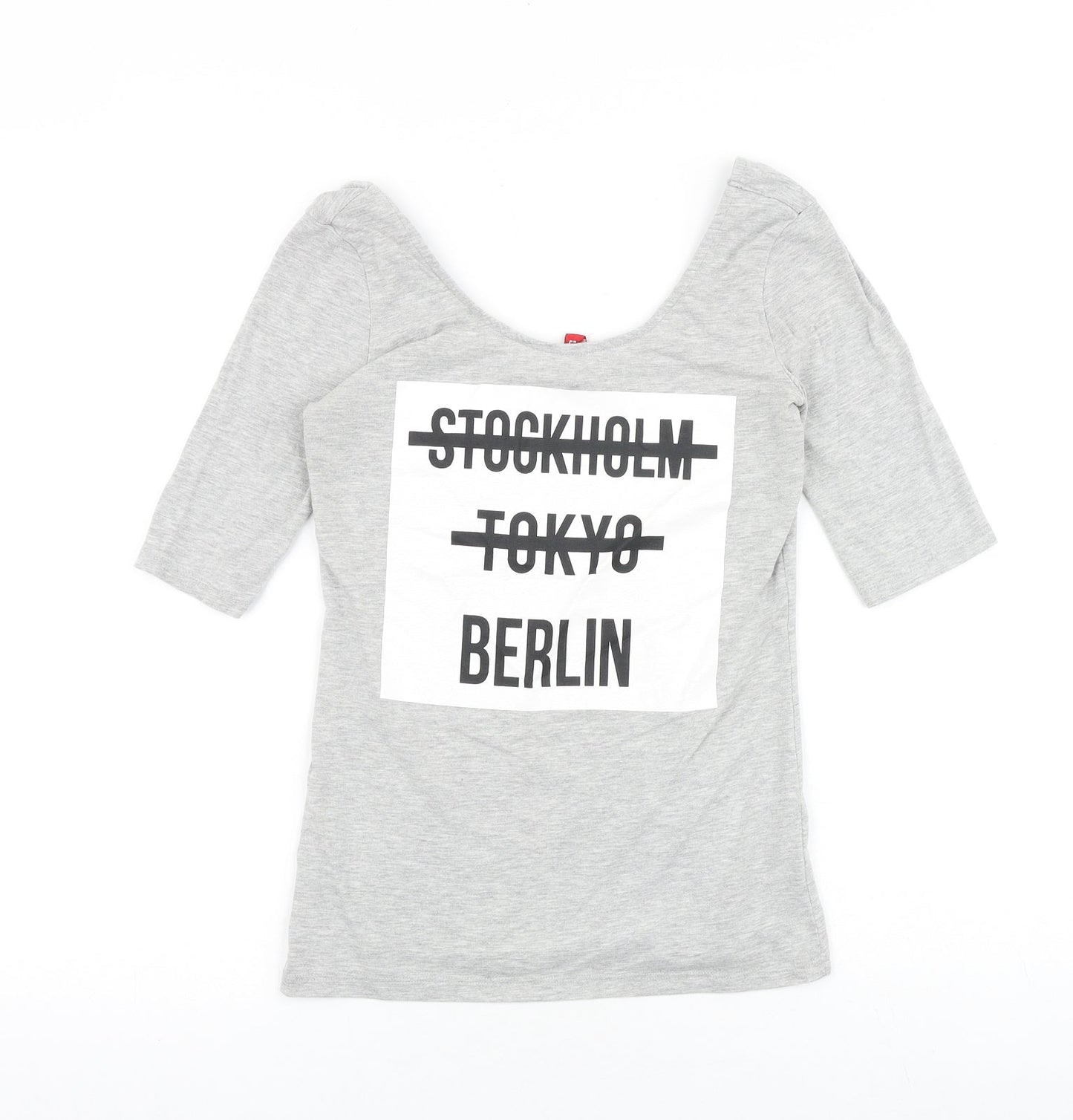 Womens UK Size S H&M Grey Basic T-Shirt