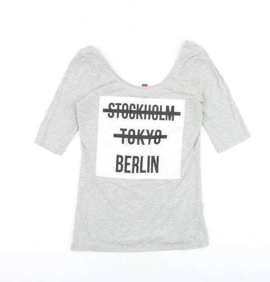 Womens UK Size S H&M Grey Basic T-Shirt
