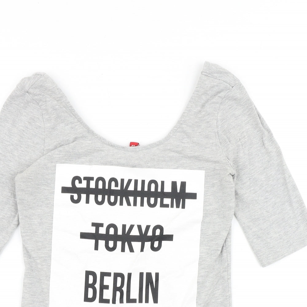 Womens UK Size S H&M Grey Basic T-Shirt