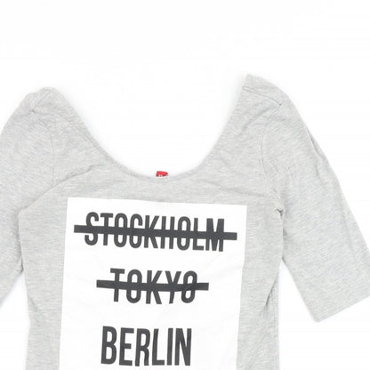 Womens UK Size S H&M Grey Basic T-Shirt