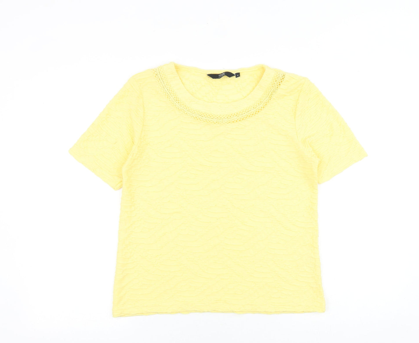 EWM Womens Yellow 100% Cotton Basic T-Shirt Size S Scoop Neck