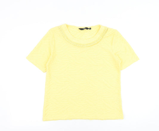 EWM Womens Yellow 100% Cotton Basic T-Shirt Size S Scoop Neck