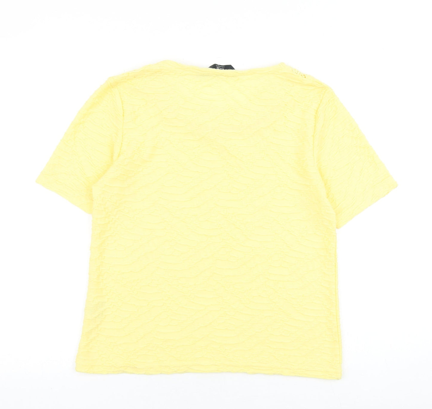 EWM Womens Yellow 100% Cotton Basic T-Shirt Size S Scoop Neck