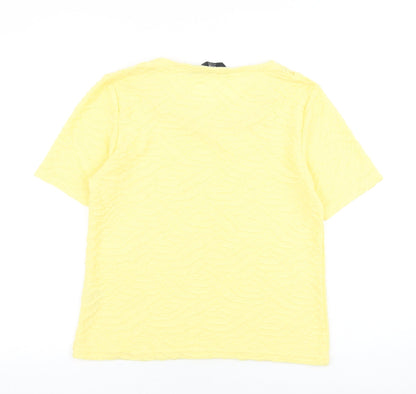 EWM Womens Yellow 100% Cotton Basic T-Shirt Size S Scoop Neck
