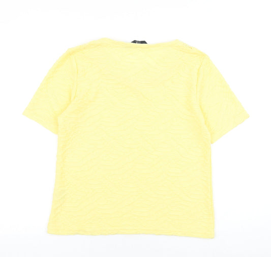 EWM Womens Yellow 100% Cotton Basic T-Shirt Size S Scoop Neck