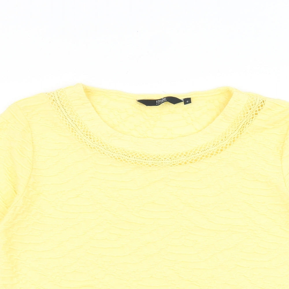 EWM Womens Yellow 100% Cotton Basic T-Shirt Size S Scoop Neck