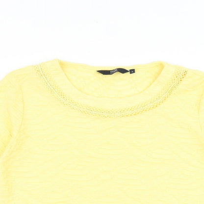 EWM Womens Yellow 100% Cotton Basic T-Shirt Size S Scoop Neck