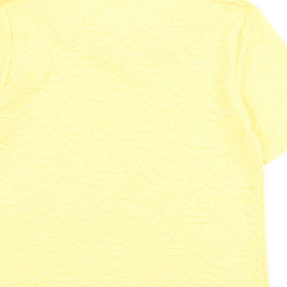 EWM Womens Yellow 100% Cotton Basic T-Shirt Size S Scoop Neck