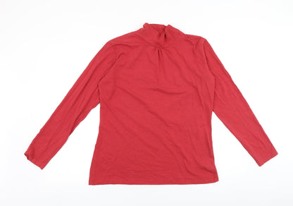 atlasforwomen Womens Red 100% Cotton Basic T-Shirt Size 12 Mock Neck