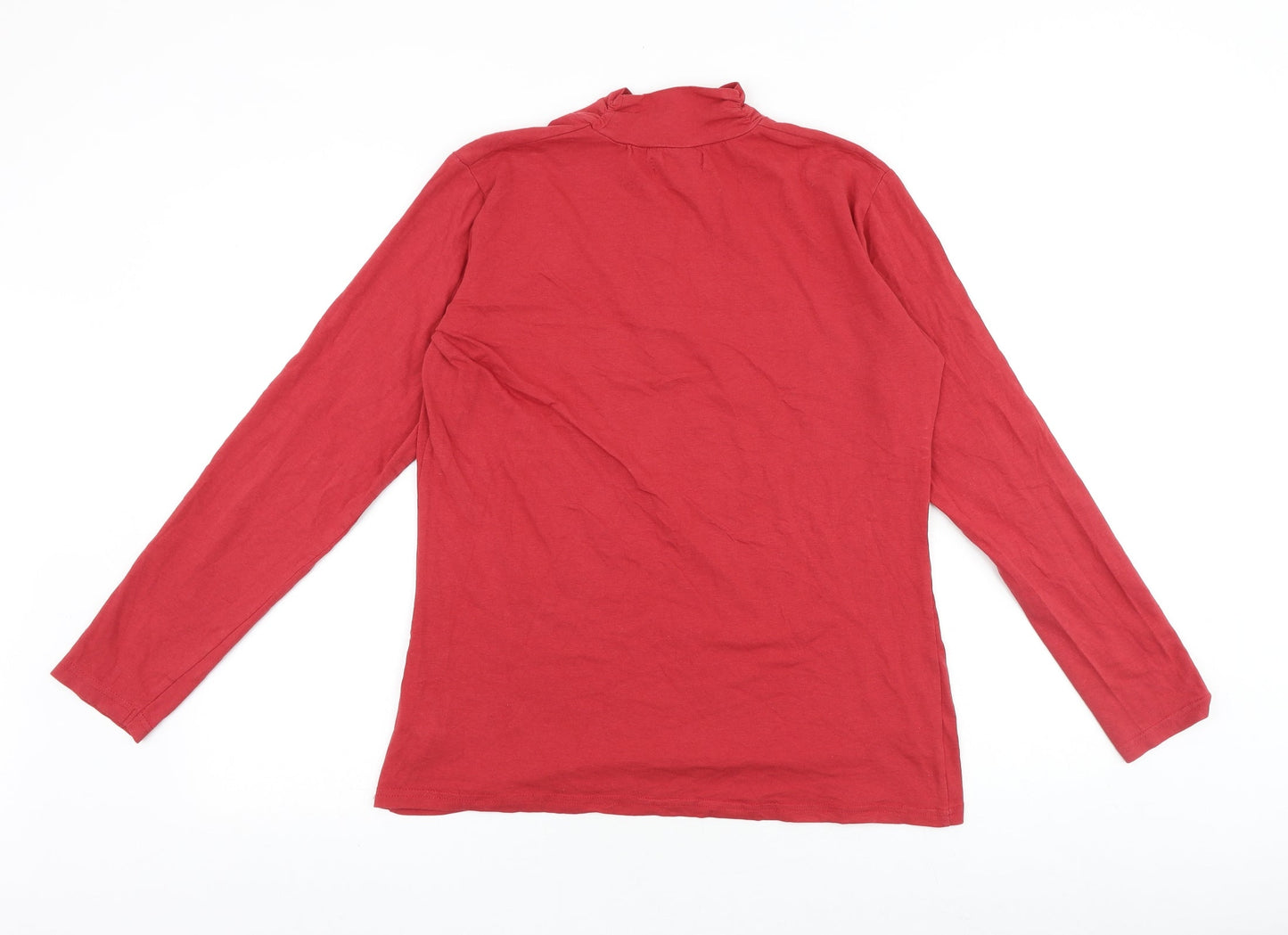 atlasforwomen Womens Red 100% Cotton Basic T-Shirt Size 12 Mock Neck