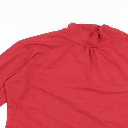 atlasforwomen Womens Red 100% Cotton Basic T-Shirt Size 12 Mock Neck
