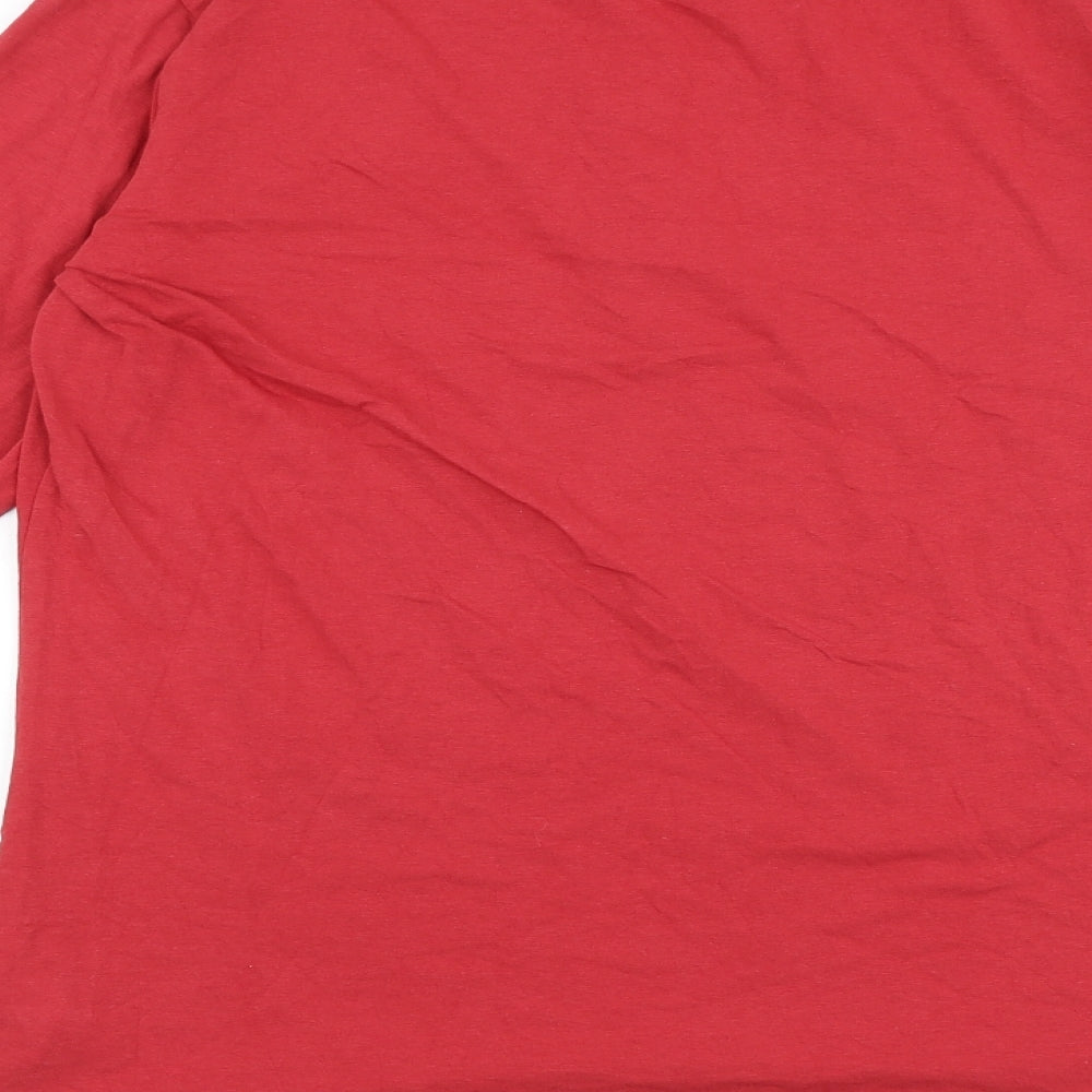atlasforwomen Womens Red 100% Cotton Basic T-Shirt Size 12 Mock Neck