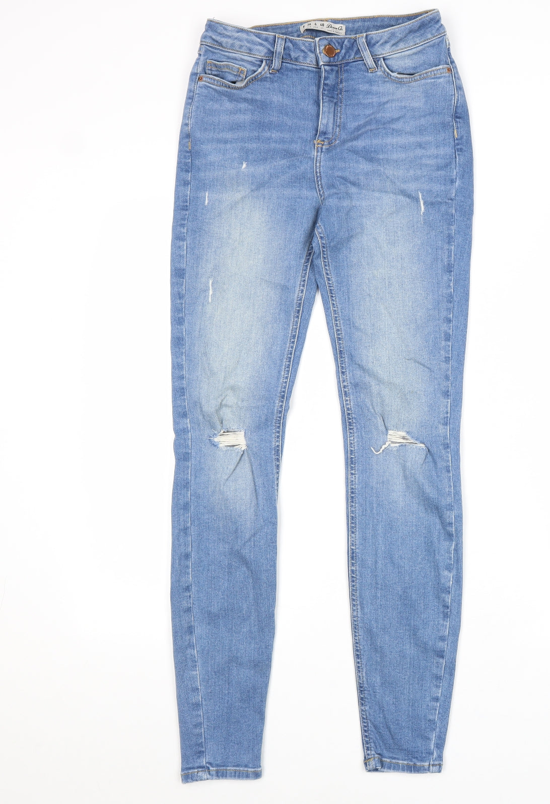 Denim & Co. Womens Blue Cotton Skinny Jeans Size 8 L31 in Regular Zip