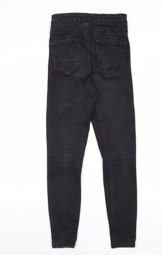 Denim & Co. Womens Black Cotton Skinny Jeans Size 8 L28 in Regular Zip