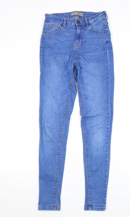 Denim & Co. Womens Blue Cotton Skinny Jeans Size 8 L28 in Regular Zip