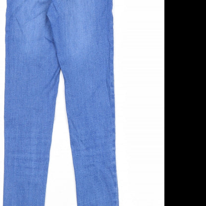 Denim & Co. Womens Blue Cotton Skinny Jeans Size 8 L28 in Regular Zip