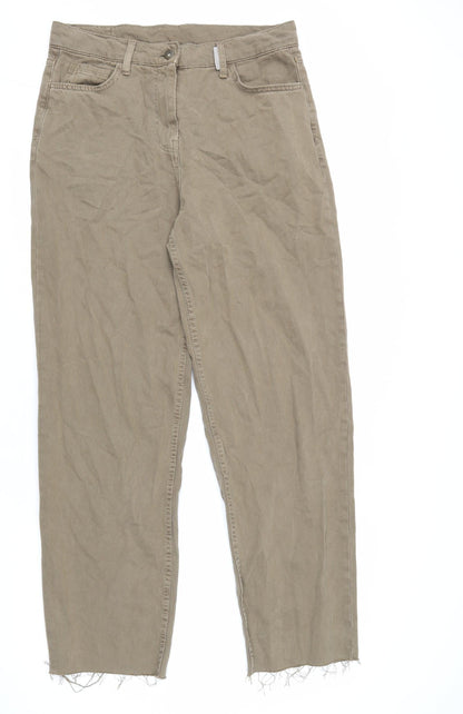 COLLUSION Mens Beige Cotton Straight Jeans Size 30 in L32 in Regular Zip - Distressed Hems