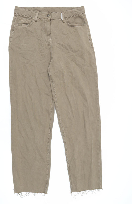 COLLUSION Mens Beige Cotton Straight Jeans Size 30 in L32 in Regular Zip - Distressed Hems