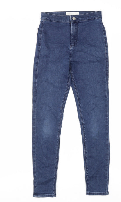 Topshop Womens Blue Cotton Skinny Jeans Size 26 in L30 in Extra-Slim Zip