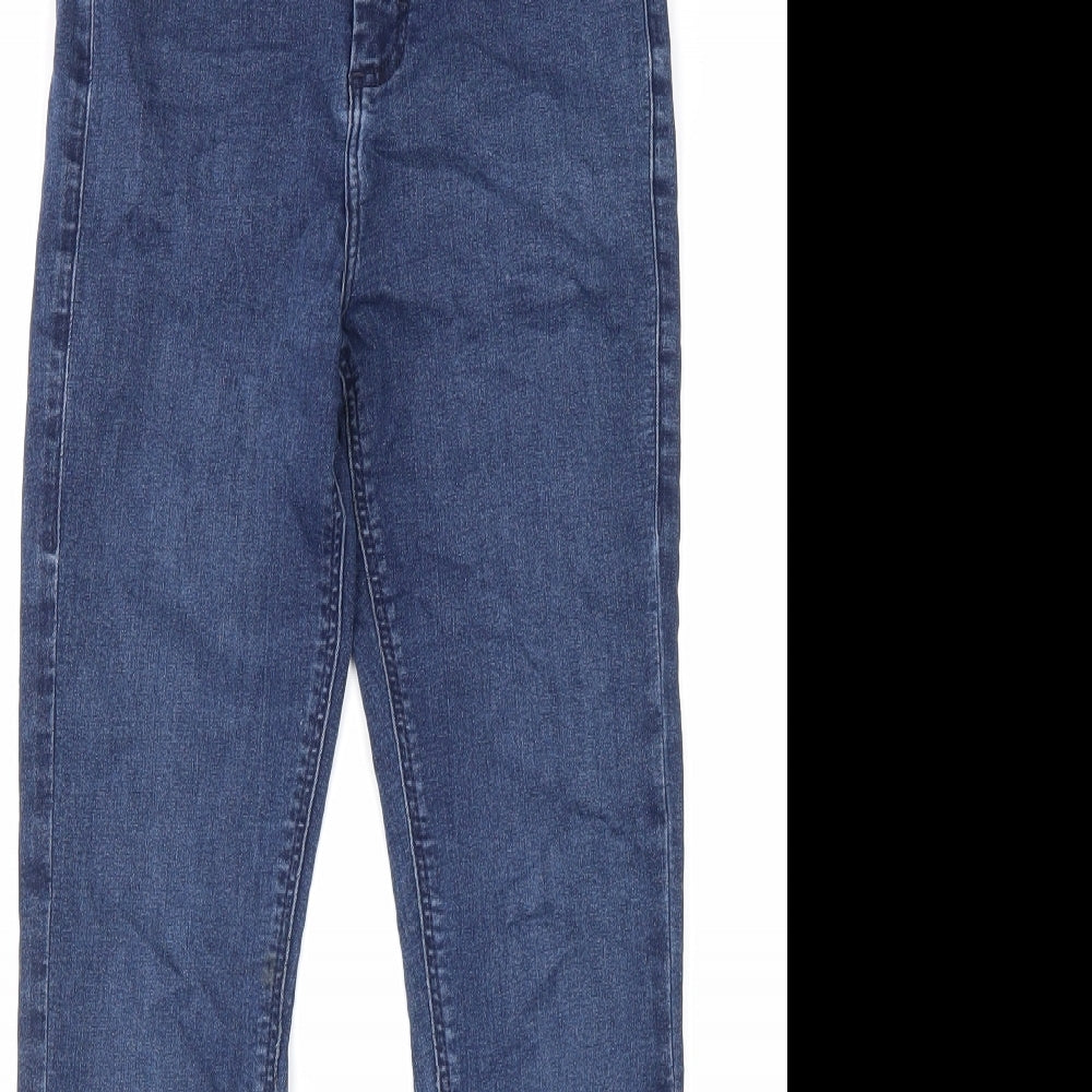 Topshop Womens Blue Cotton Skinny Jeans Size 26 in L30 in Extra-Slim Zip