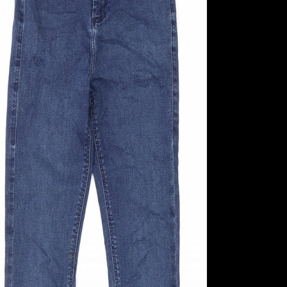 Topshop Womens Blue Cotton Skinny Jeans Size 26 in L30 in Extra-Slim Zip