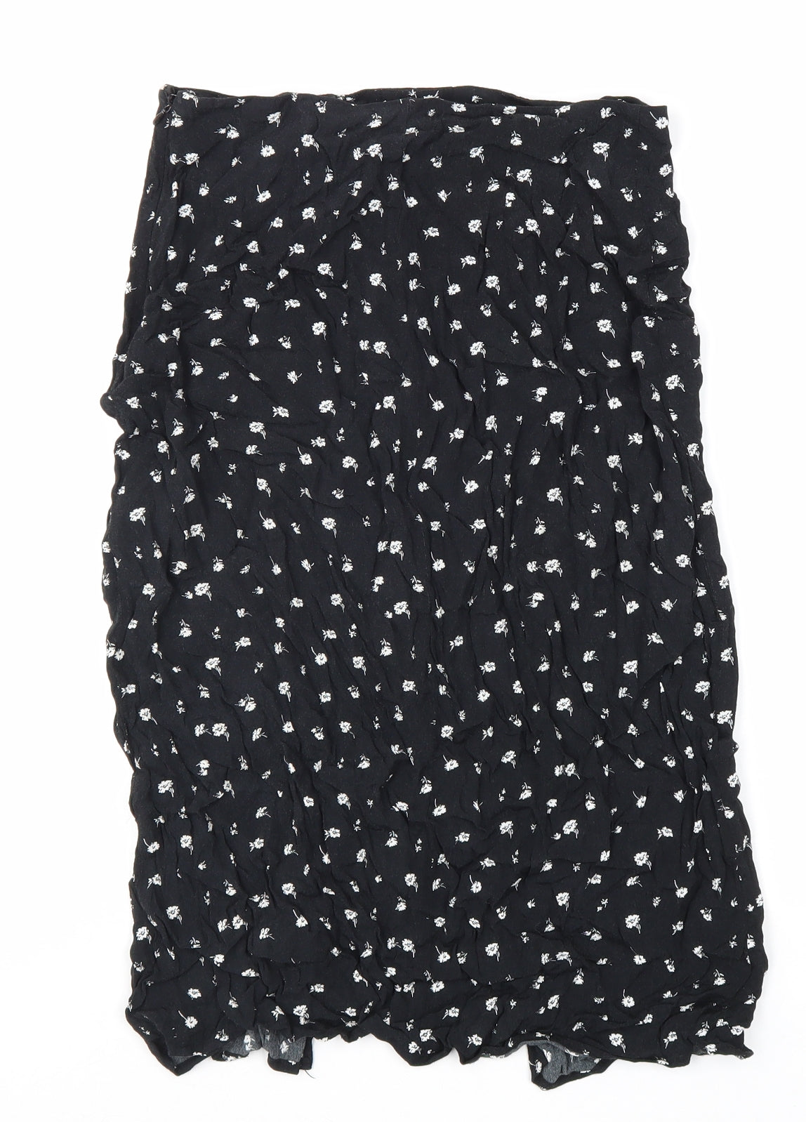 Divided Womens Black Floral Viscose Peasant Skirt Size 8 Zip