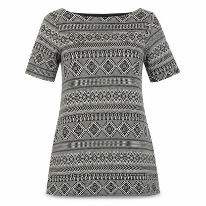 River Island Womens Black Geometric Polyester A-Line Size 10 Boat Neck Pullover