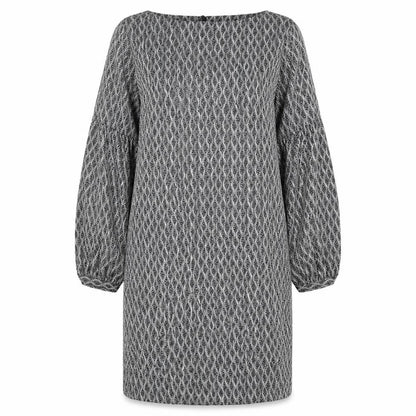 Wallis Womens Grey Geometric Polyester Shift Size 14 Scoop Neck Zip