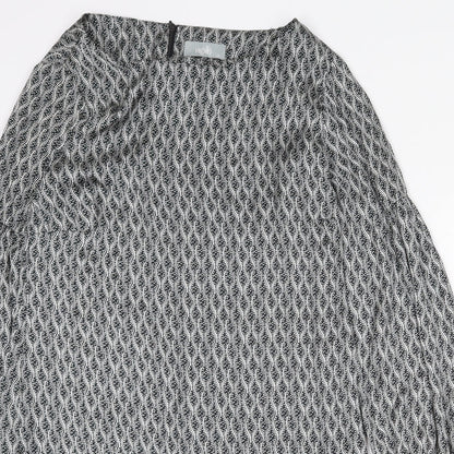 Wallis Womens Grey Geometric Polyester Shift Size 14 Scoop Neck Zip