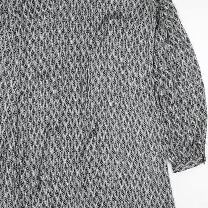 Wallis Womens Grey Geometric Polyester Shift Size 14 Scoop Neck Zip