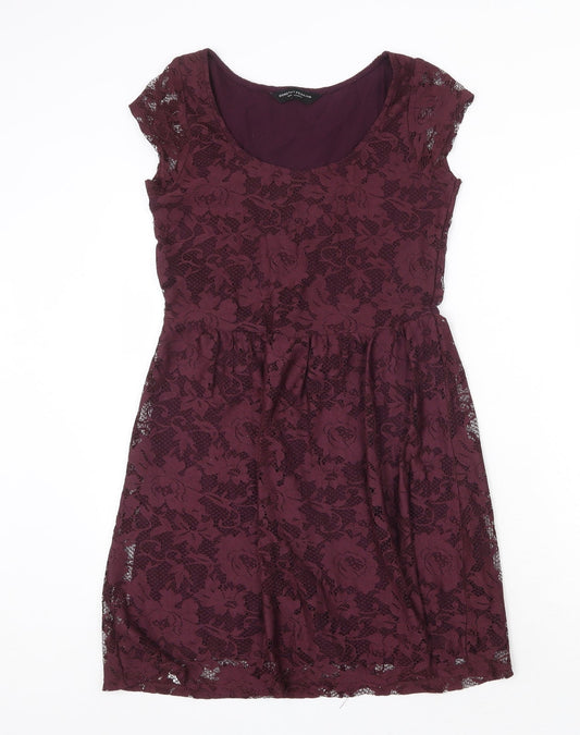 Dorothy Perkins Womens Red Floral Polyester A-Line Size 8 Scoop Neck Pullover