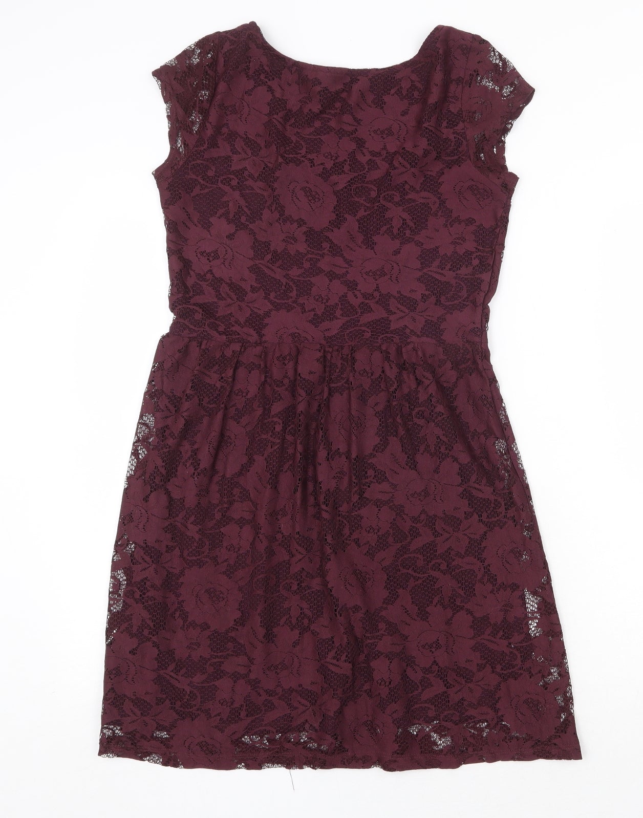 Dorothy Perkins Womens Red Floral Polyester A-Line Size 8 Scoop Neck Pullover