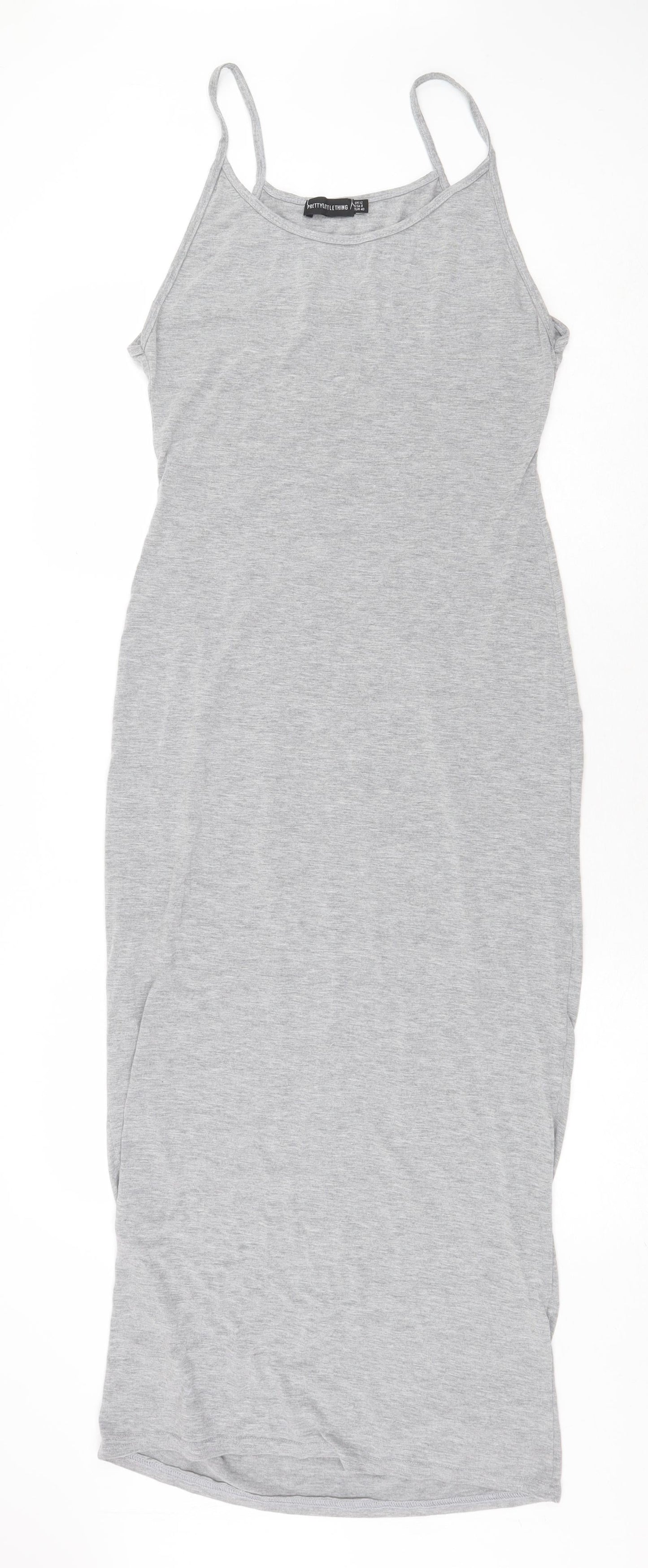 Pretty Originals Womens Grey Viscose Bodycon Size 12 Scoop Neck Pullover