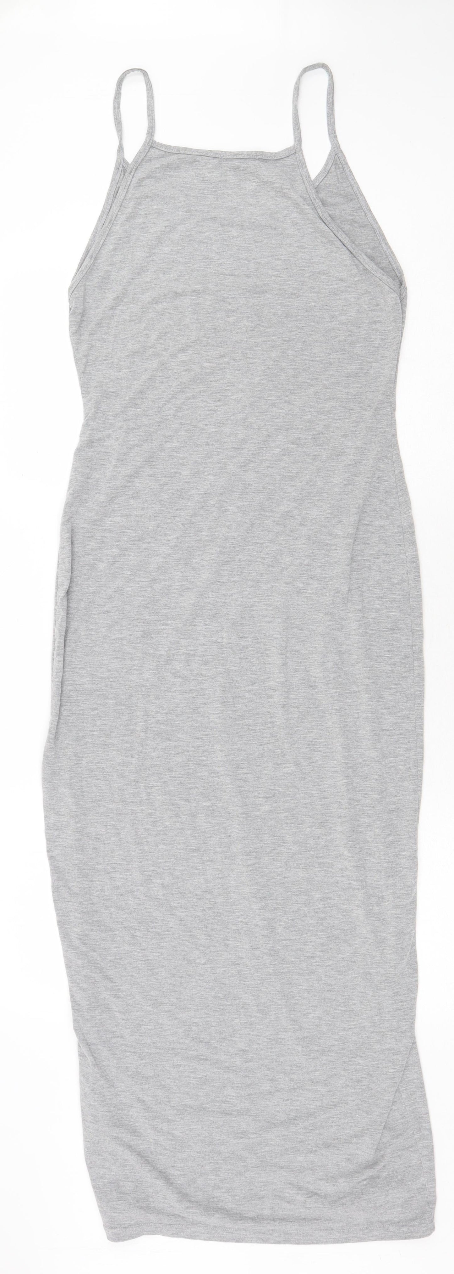 Pretty Originals Womens Grey Viscose Bodycon Size 12 Scoop Neck Pullover
