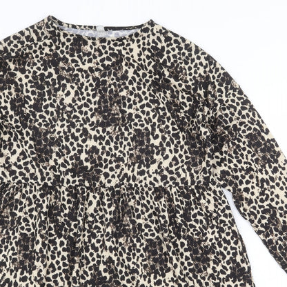ASOS Womens Beige Geometric Polyester Shift Size 6 Round Neck Pullover