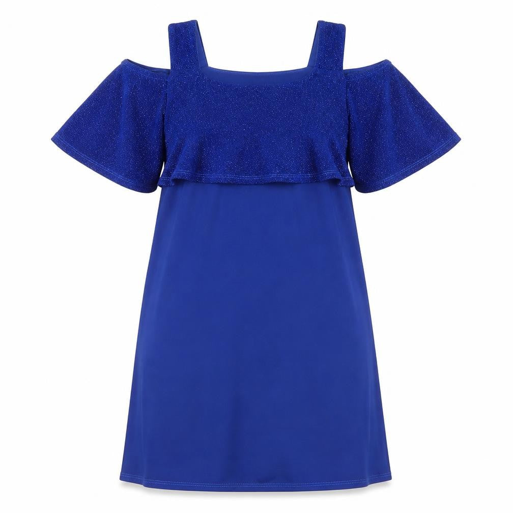 Grace Womens Blue Polyester A-Line Size 8 Round Neck Pullover - Cold Shoulder