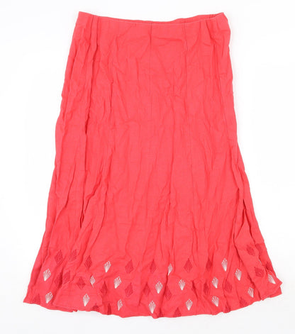 Marks and Spencer Womens Red Geometric Polyester Swing Skirt Size 32 in