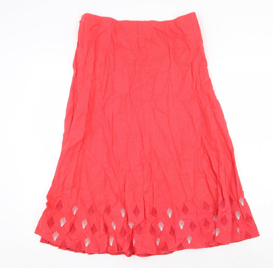 Marks and Spencer Womens Red Geometric Polyester Swing Skirt Size 32 in