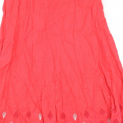 Marks and Spencer Womens Red Geometric Polyester Swing Skirt Size 32 in