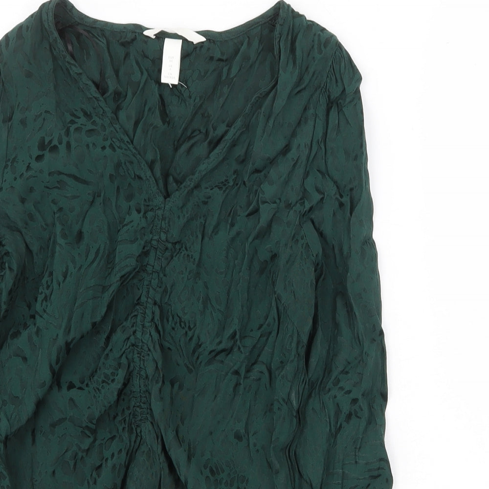Womens UK Size 6 H&M Green Basic Blouse