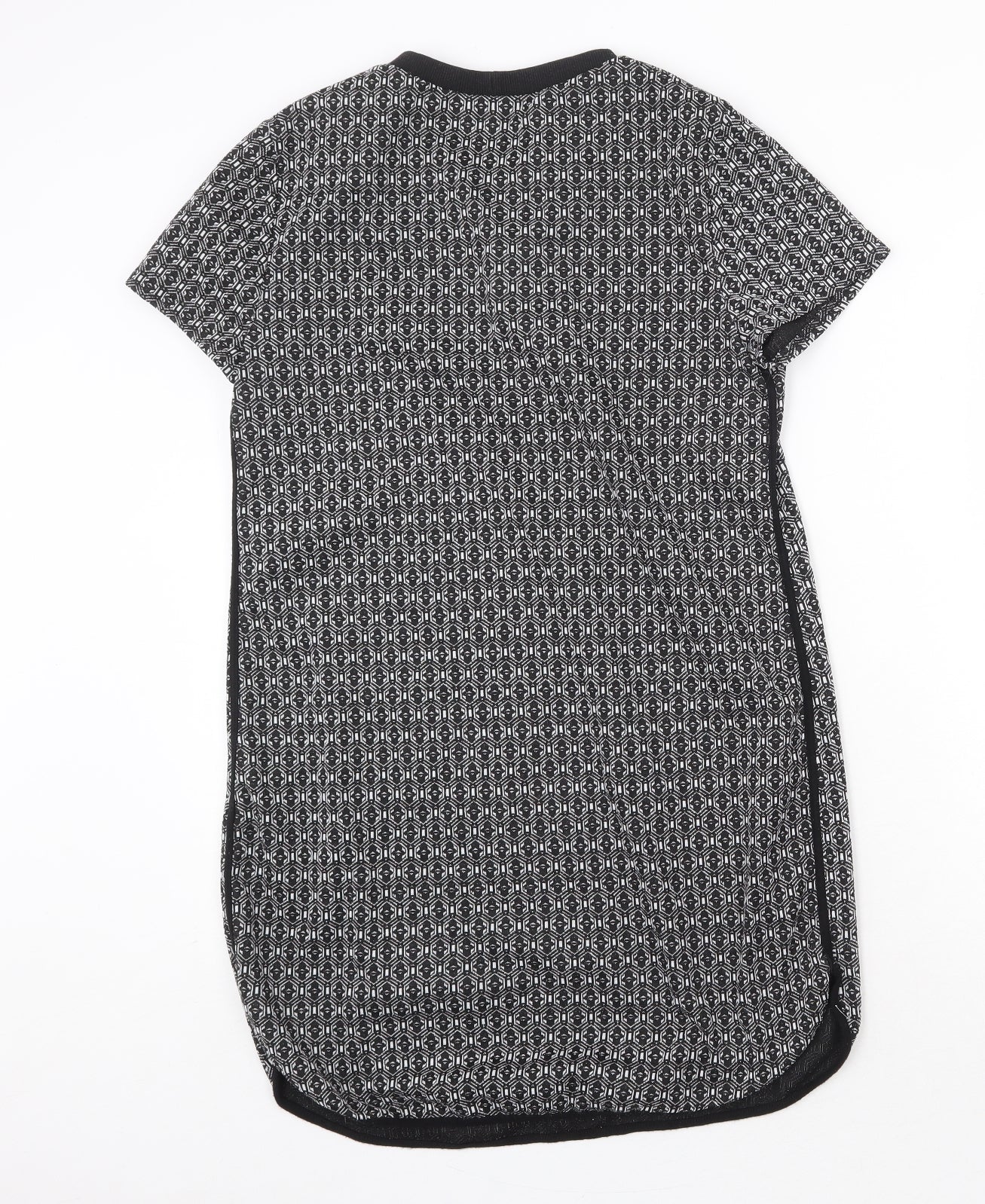 New Look Womens Black Geometric Polyester A-Line Size 12 Round Neck Pullover