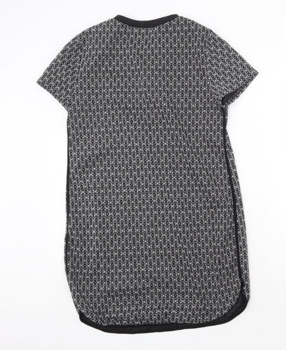 New Look Womens Black Geometric Polyester A-Line Size 12 Round Neck Pullover