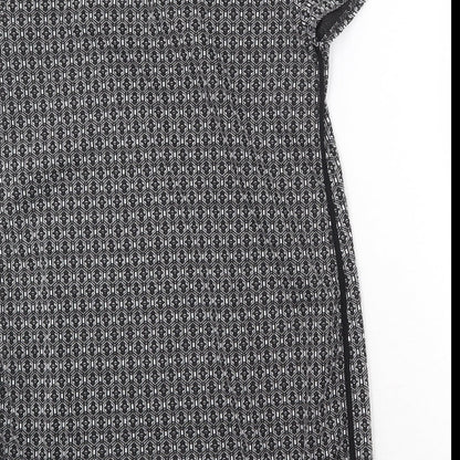 New Look Womens Black Geometric Polyester A-Line Size 12 Round Neck Pullover