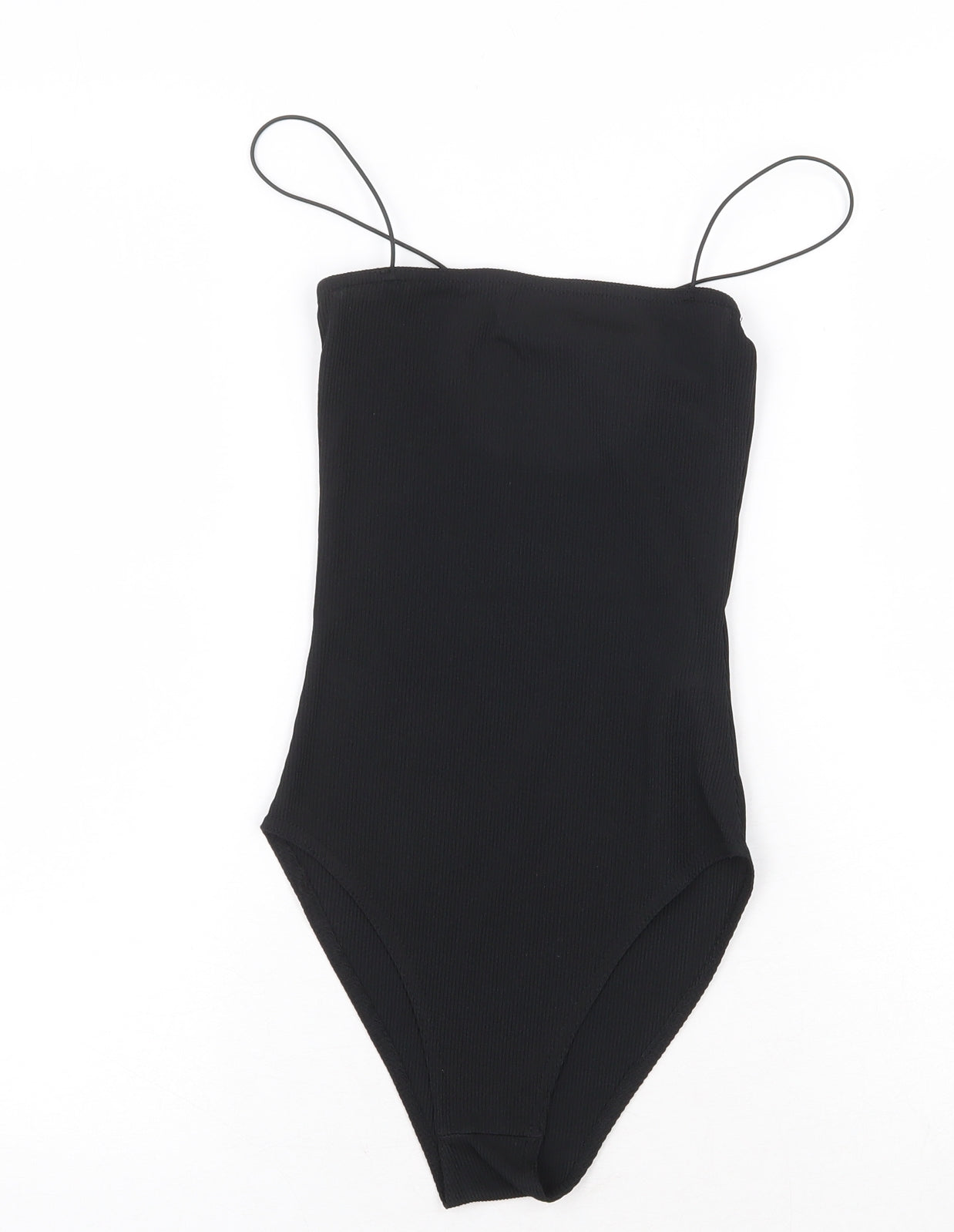 Boohoo Womens Black Cotton Bodysuit One-Piece Size 6 Pullover - Ribbed