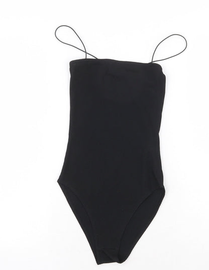 Boohoo Womens Black Cotton Bodysuit One-Piece Size 6 Pullover - Ribbed