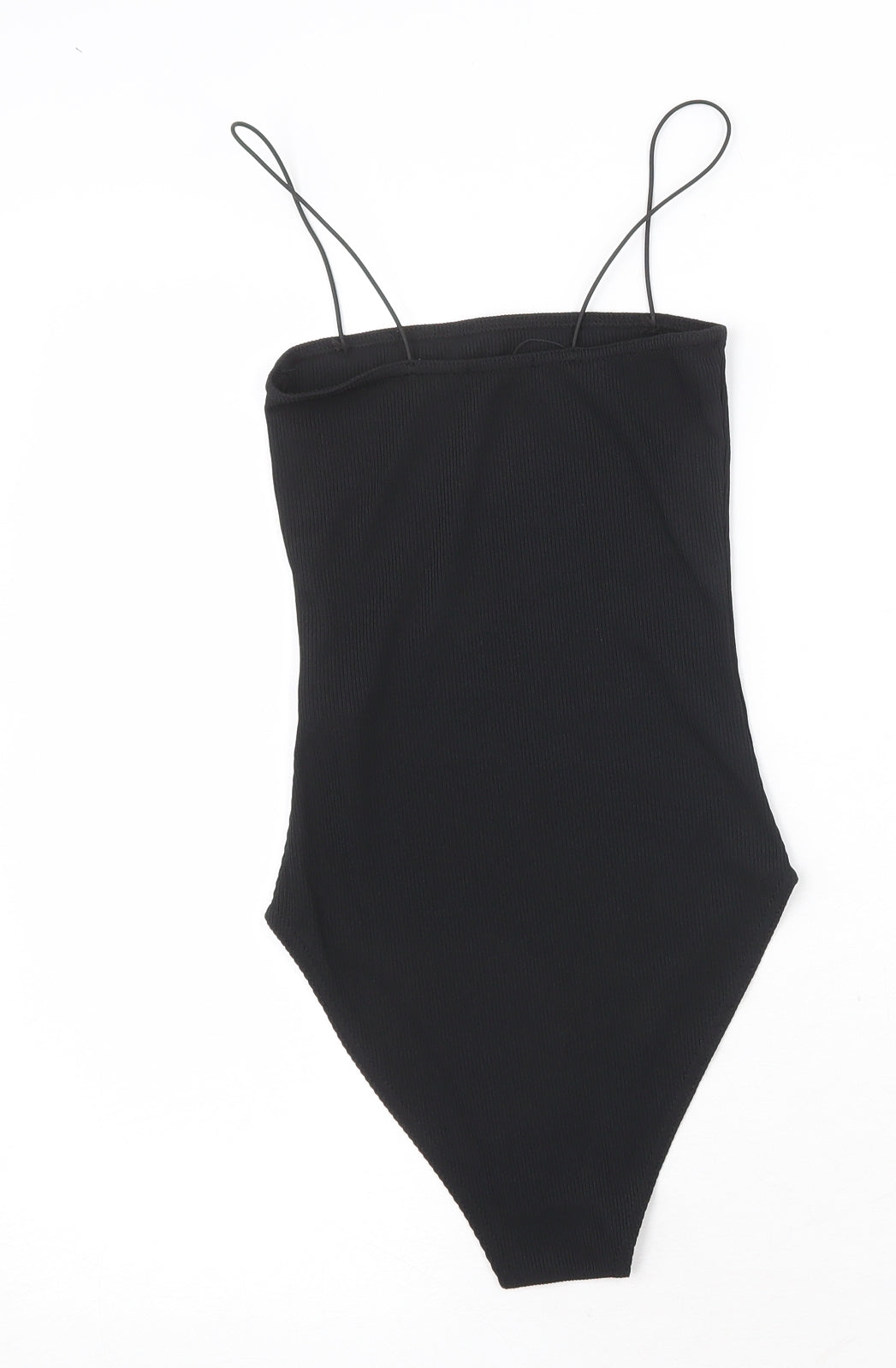 Boohoo Womens Black Cotton Bodysuit One-Piece Size 6 Pullover - Ribbed