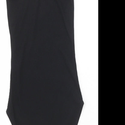 Boohoo Womens Black Cotton Bodysuit One-Piece Size 6 Pullover - Ribbed